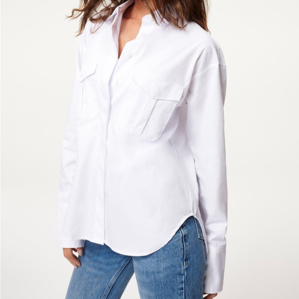 NWT- Good American the good shirt! White button down with pockets